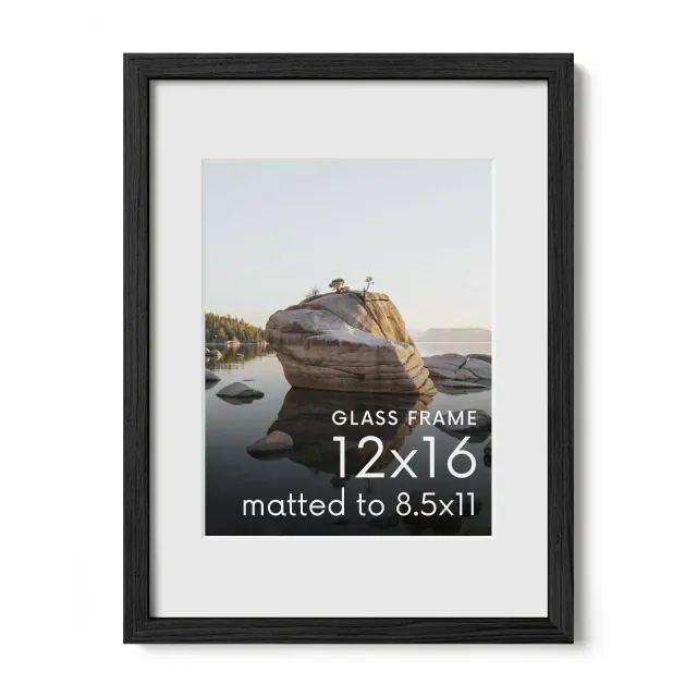 Haus and Hues Oak Picture Frame with Glass, Black, 12x16