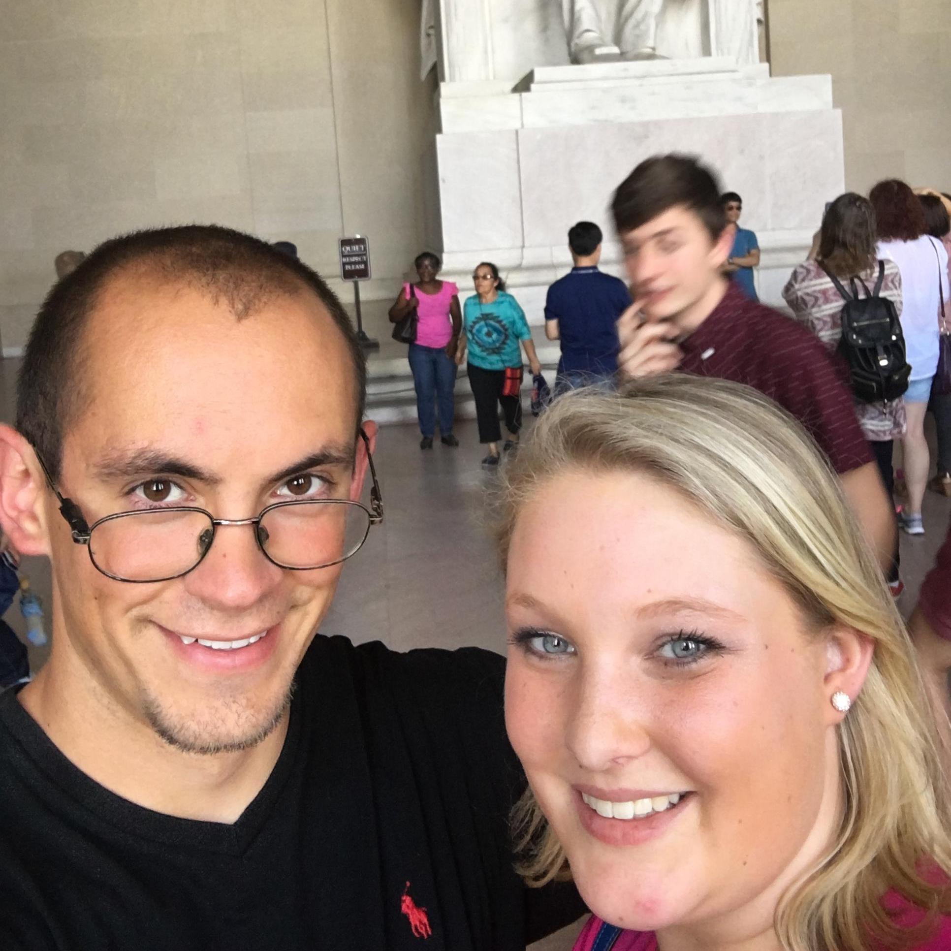 We got engaged at the Lincoln Memorial in DC