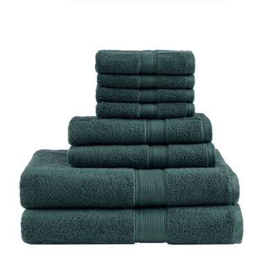 30"x54" 8pc Cotton Towel Set Dark Green