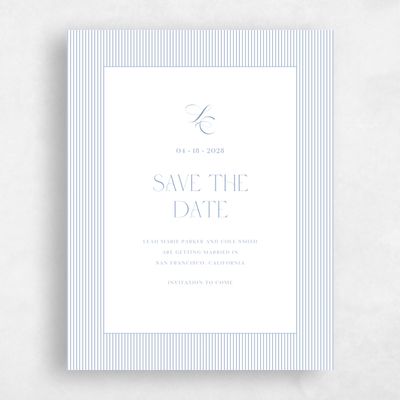 Blue Typography Wedding Save the Date - Tristabelle Portrait