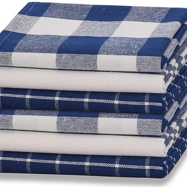 Excellent Deals Tea Towels (6 Pack, Blue) - 18"x26" Cotton Rich Dish Towels, Mixed Set of Dish Cloth, Absorbent & Soft Kitchen Tea Towels, Cleaning Towels and Bar Towels.