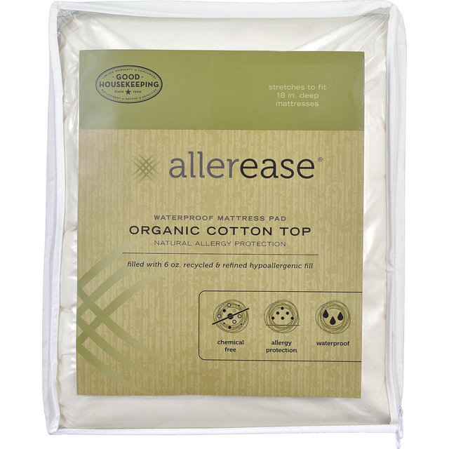 AllerEase Organic Cotton Top Cover Waterproof King Mattress Pad