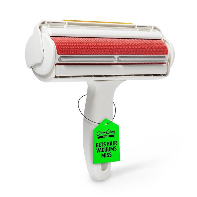 ChomChom Roller & Rake – Reusable Pet Hair Removal Roller with Rake Attachment for Cat & Dog Fur on Furniture, Couch, Carpet, Car, Rugs, Bedding & More– Portable, Eco-Friendly