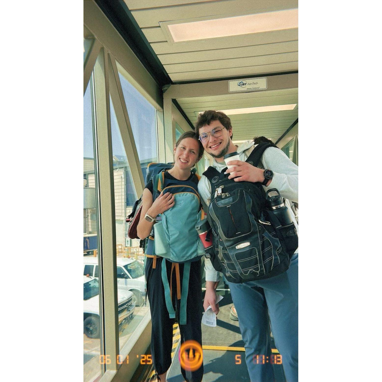 On the way to Norway for their backpacking trip with friends!