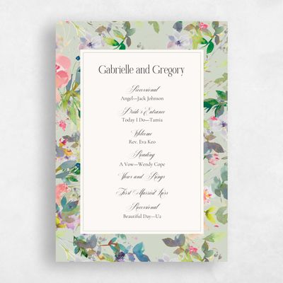 Grassy Sage, Green Wedding Program - Addison