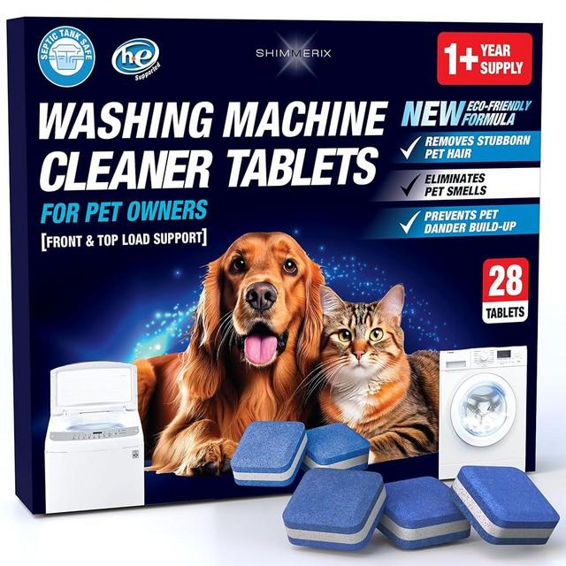 Washing Machine Cleaner Tablets for Pet Owners - Front & Top Load Washer Deep Cleaning - Septic Tank Safe - HE Support - Remove Stubborn Pet Hair - Eliminates Pet Smells - Prevents Pet Dander Build-up
