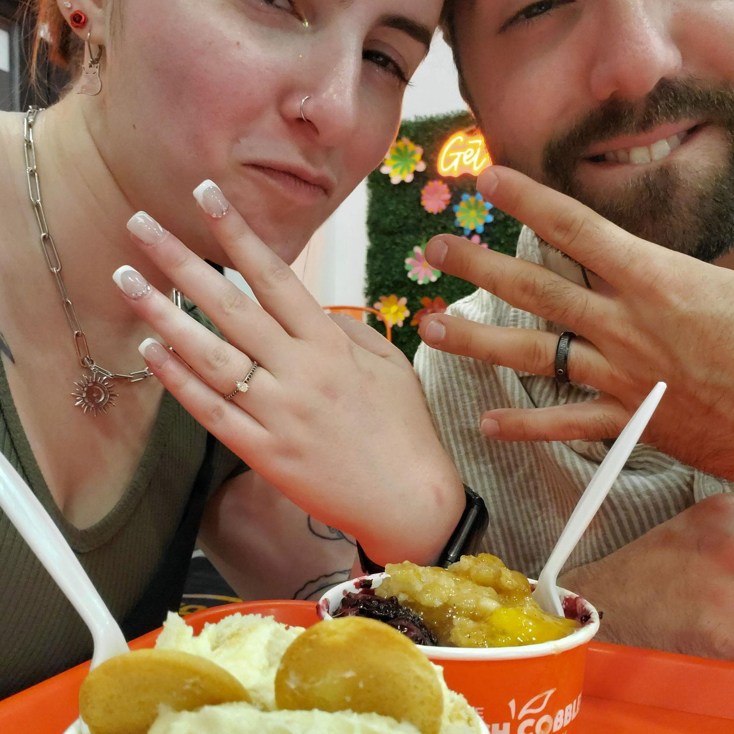 We all went out for peach cobbler after Marcel's proposal