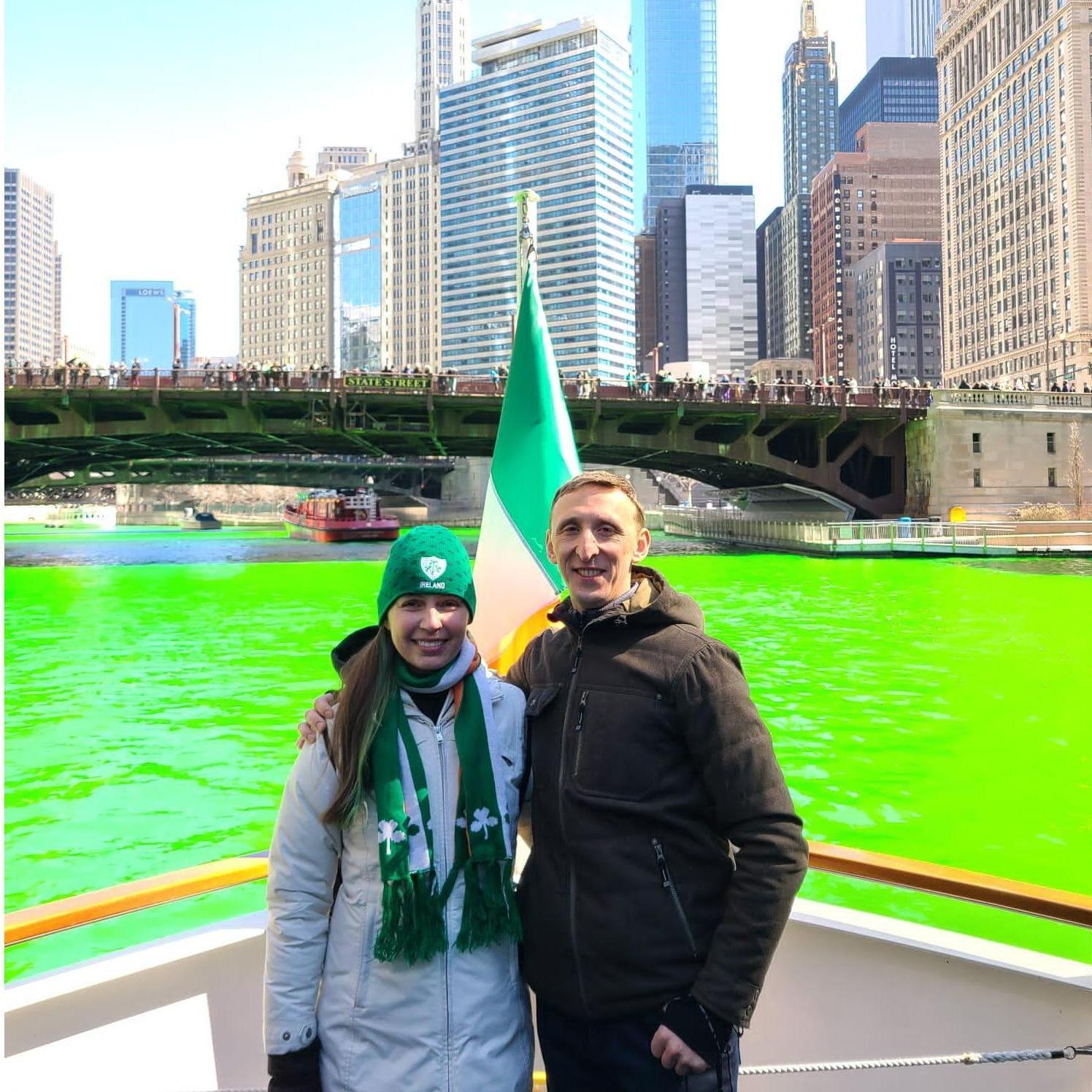 Marian's first river dyeing for St. Patrick's Day
March 2022