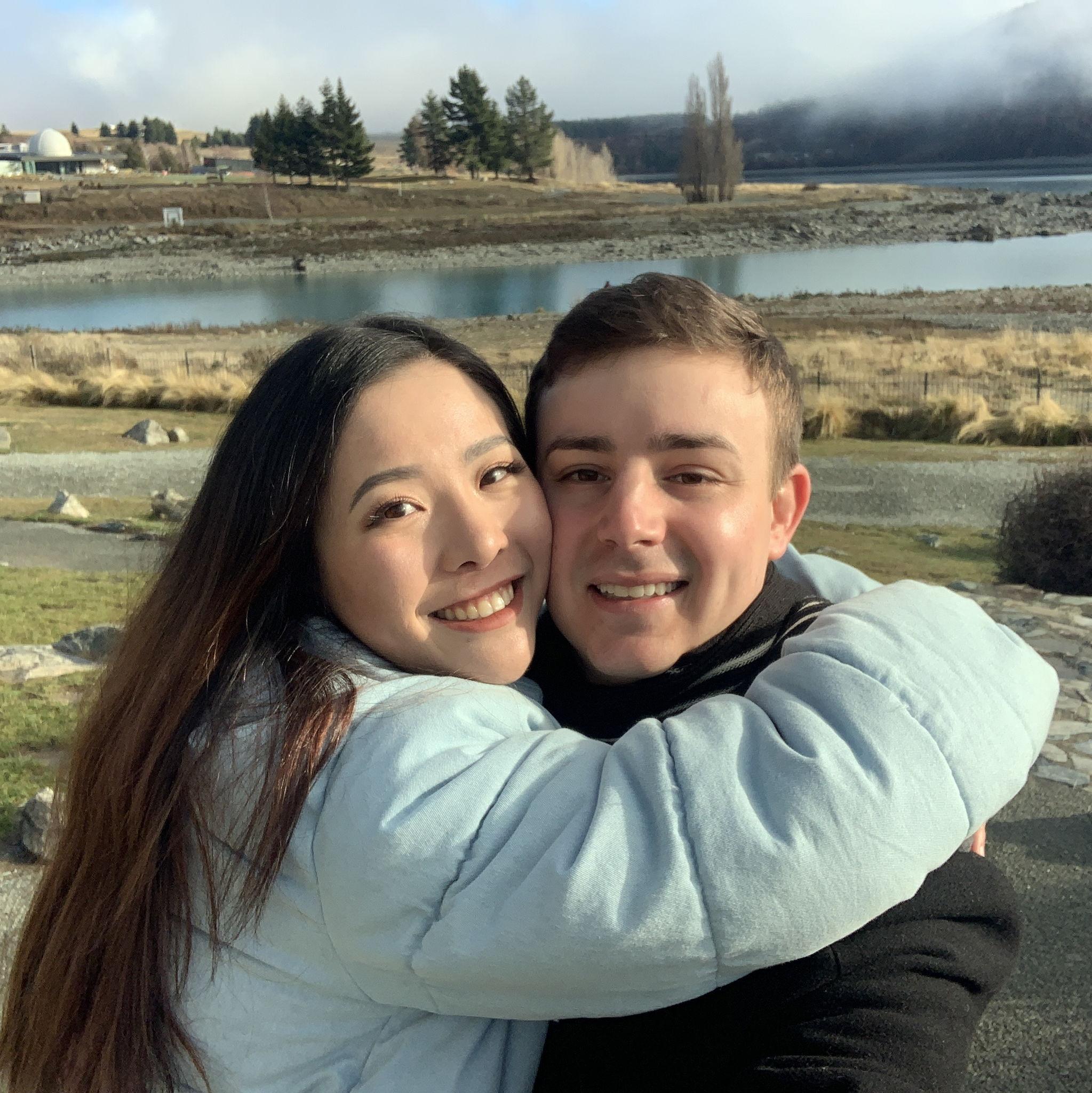 June 2021, Lake Tekapo - On our first trip together, going around the South Island for 8 days. It was between Covid-19 lockdowns and our 10th timing ever seeing each other in person!