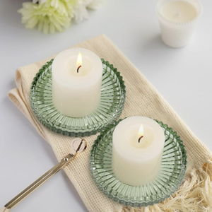 3.8 Inch Glass Pillar Candle Holder Set Pack 2