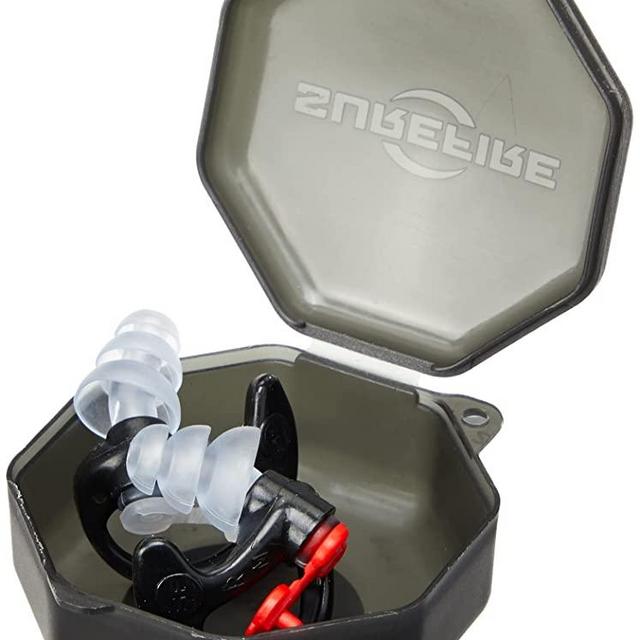 SureFire EP4 Sonic Defenders Plus filtered Earplugs, triple flanged design, reusable, Black, Large