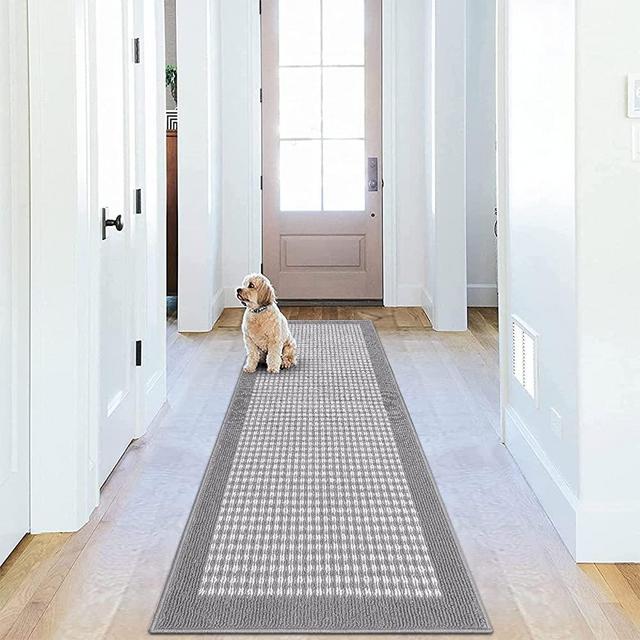 Ileading Laundry Room Runner Rug 20"X59" Non Slip Farmhouse Rugs and Mats for Laundry Room Decor Washable Runner Rugs for Kitchen Floor Laundry Room Bathroom Hallway Entryway (20"X59", Grey)