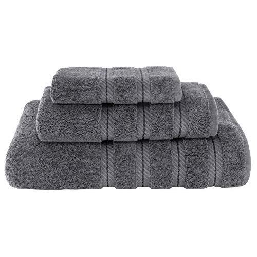 American Soft Linen Set of 3, 100% Turkish Genuine Cotton Premium & Luxury Towels Bathroom Sets, 1 Bath Towel 27x54 inch, 1 Hand Towel 16x28 inch & 1 Washcloth 13x13 inch [Worth $36.95] Grey