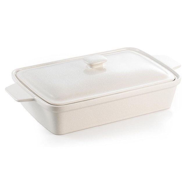 DAFUCERAMIC Casserole dish with Lid, 3.5 Quart Porcelain Baking Dish With Lid, Deep 13 x 9 Casserole Dishes for Oven with Lid, Rectangular Bakeware With Handle, Microwave, Oven Safe