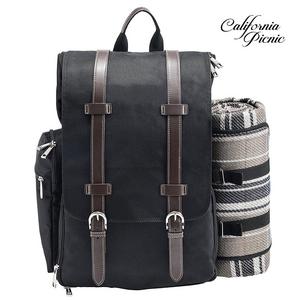 Picnic Backpack | Picnic Basket | Stylish All-in-One Portable Picnic Bag for 4 with Complete Wooden Cutlery Set, Stainless Steel S/P Shakers | Waterproof Fleece Picnic Blanket | Cooler Bag for Camping