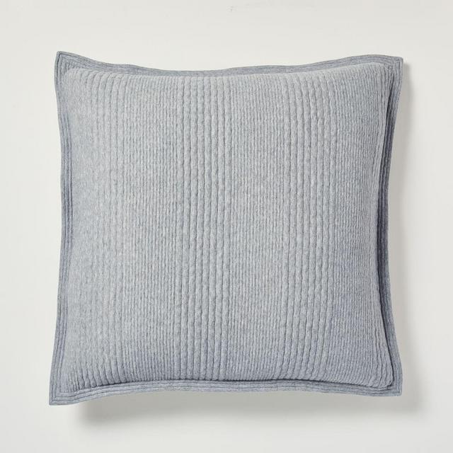 Cotton Cloud Jersey Euro Sham, Medium Heather Gray