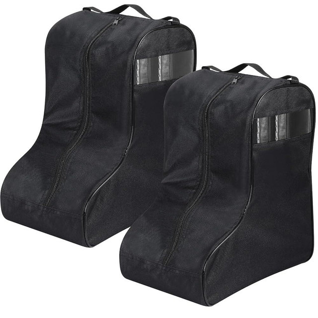 Clysee 2 Pcs Boot Bags for Cowboy Boots Portable Storage Bag for Travel Long Tube Shoes Bags Men Tall Shoe with Handle for Home Travel (Black)