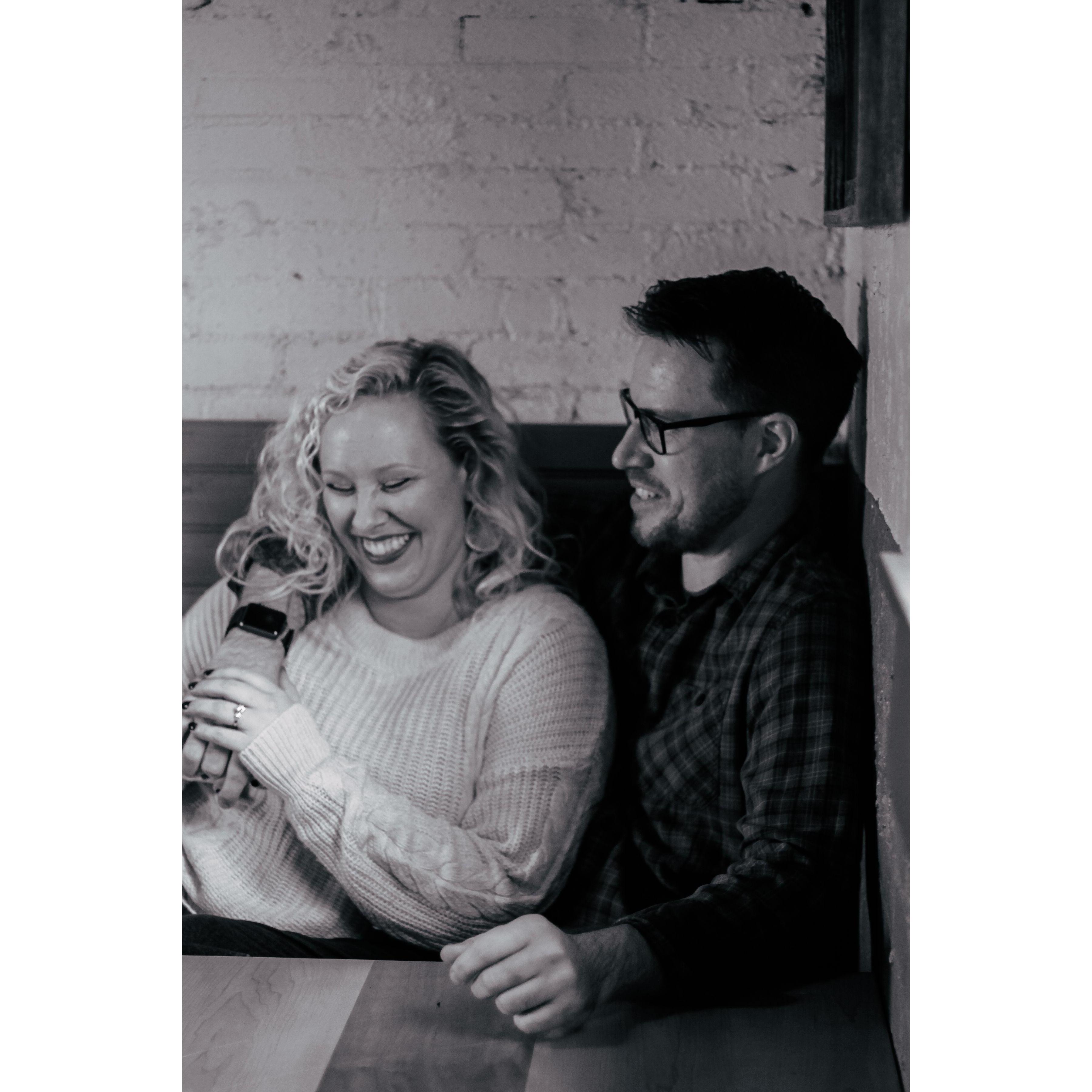 Always laughing... Especially when we're at the Warmouth, our favorite place to eat!