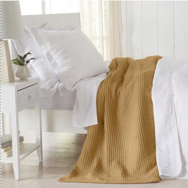 Great Bay Home 100% Cotton Waffle Weave Blanket