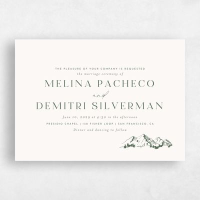 Grayed Hunter, Beige Wedding Invitation - Crispin Landscape