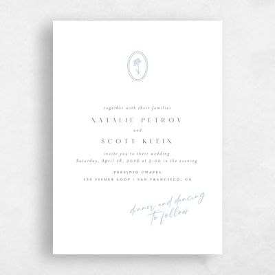 Dusty Blue Wedding Invitation - Gemma Portrait