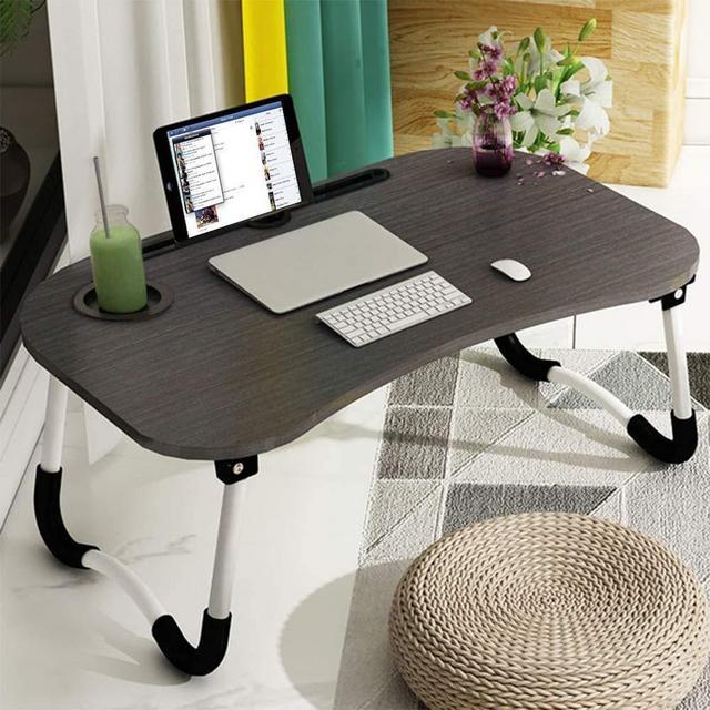 Laptop Desk, Astoryou Portable Laptop Bed Tray Table Notebook Stand Reading Holder with Foldable Legs & Cup Slot for Eating Breakfast, Reading Book, Watching Movie on Bed/Couch/Sofa (Black)