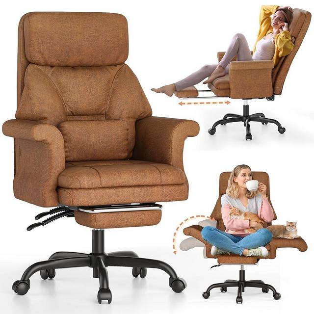 ELABEST C39 Ergonomic Cross Legged Office Chair with Foot Rest,Reversible Armrests, Criss Cross Computer Desk Chair with Wheels,Big and Tall Executive Chair for Gaming,Wide Seat,Lumbar Pillow included