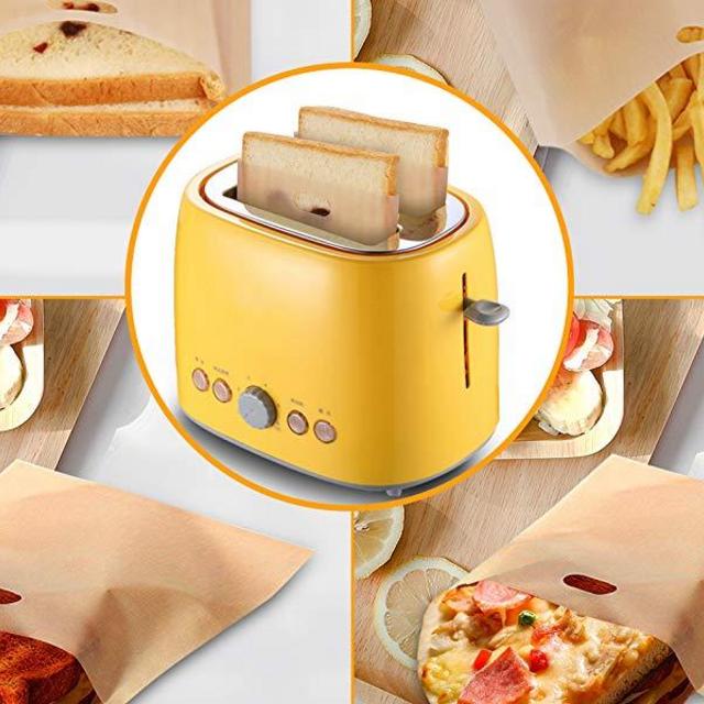 Non-Stick Reusable Toaster Bags - Samshow 3 Sizes Toaster Bags for Heat Resistant - FDA Approved, Perfect for Grilled Cheese Sandwiches, Chicken, Nuggets, Panini and Garlic Toasts - 10 Pack