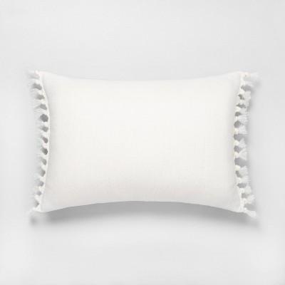 Knotted Fringe Throw Pillow Sour Cream - Hearth &#38; Hand&#8482; with Magnolia