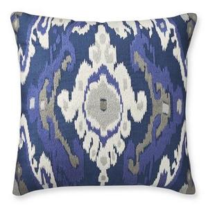 Istanbul Ikat Embroidered Pillow Cover, Blue