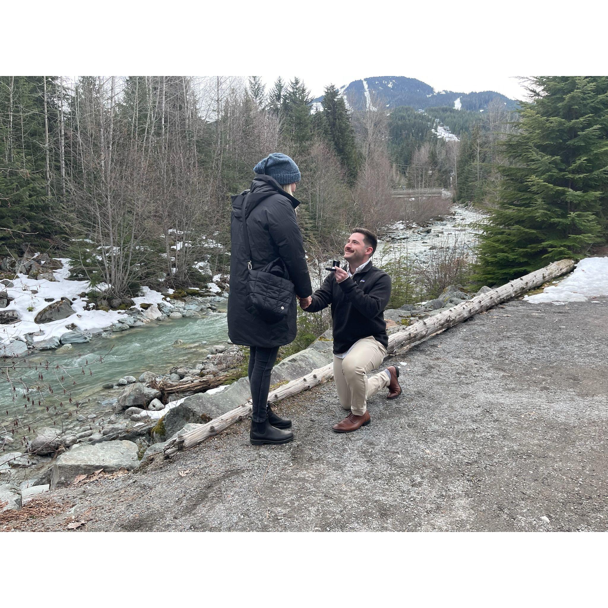 Ryan proposing to Rylee on March 23rd in Whistler, Canada in front of her whole family.