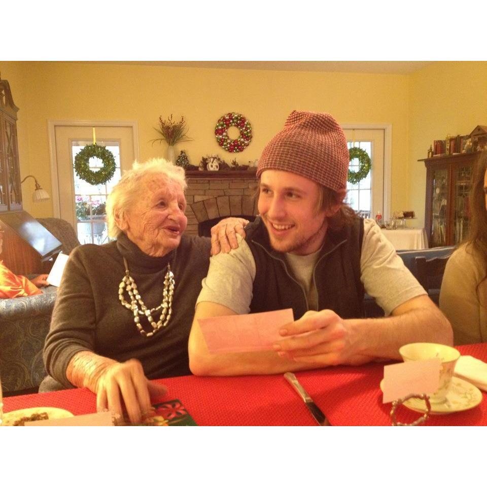 Grandma "O" giving words of wisdom to cousin Paxson