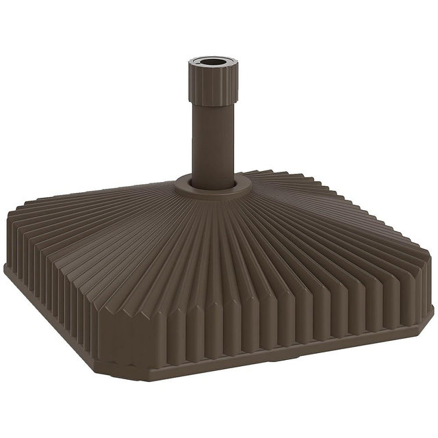Outsunny Square Patio Umbrella Base Holder, Heavy Duty Outdoor Umbrella Stand Base, Filled Up to 42lbs with Sand or 33lbs with Water for Garden, Poolside, Brown