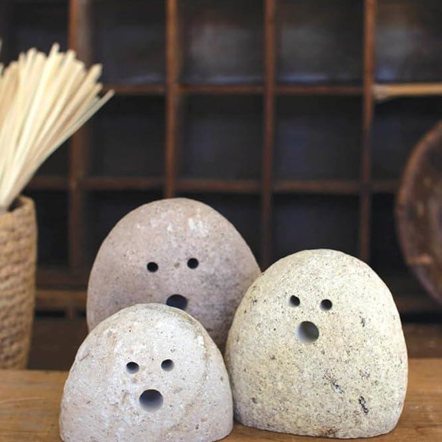 KALALOU Set of Three Tabletop River Rock Ghosts