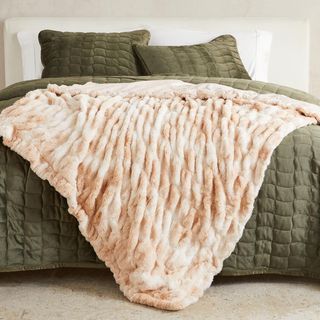 Alondra Ruched Faux Fur Throw Blanket