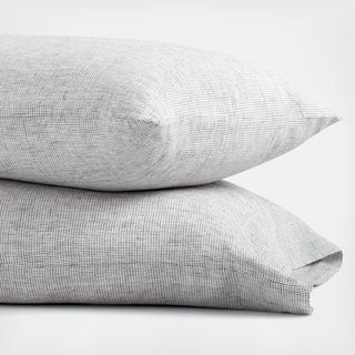 Grid Natural Hemp Fiber Pillowcase, Set of 2