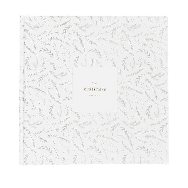 Promptly Journals, Our Christmas Memories: A Family Traditions Keepsake (Pine Boughs, White, Linen) | 30-Year Christmas Journal | Traditions Christmas Journal | Family Gifts