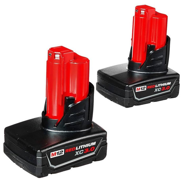 Milwaukee 48-11-2412 Twin Pack of 3.0 Amp Hour Extended Capacity 12V Lithium Ion Batteries