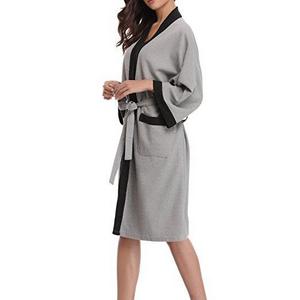 Aibrou Unisex Waffle Bathrobe Cotton Lightweight Nightgowns Sleepwear Spa Robe, size MEDIUM