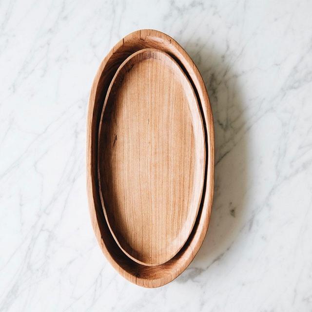 Wild Olive Wood Oval Serving Plate Set