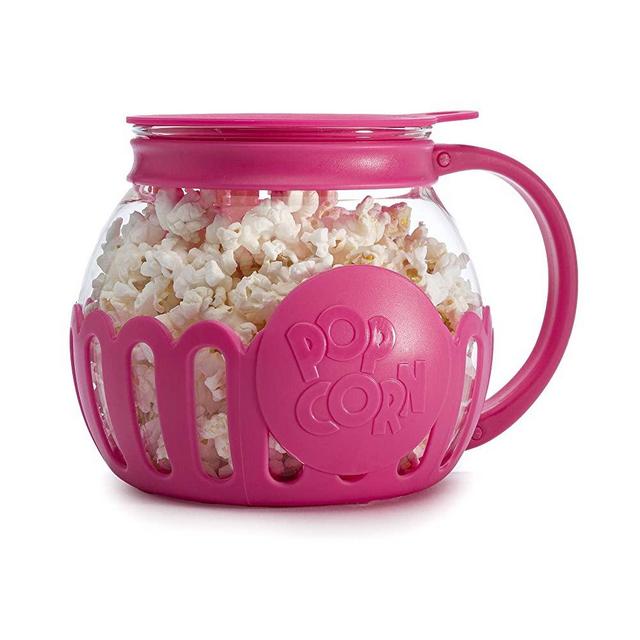 Ecolution Original Microwave Micro-Pop Popcorn Popper, Borosilicate Glass, 3-in-1 Lid, Dishwasher Safe, BPA Free, 1.5 Quart Snack Size, Pink