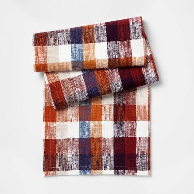 108"X14" Plaid Table Runner Cream - Threshold™