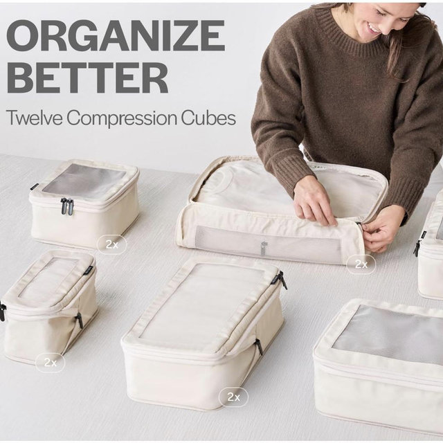 12 Pack - Compression Packing Travel Cubes for 2