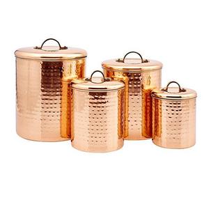 Old Dutch International Copper Clad Stainless Steel Hammered Canister, Set of 4