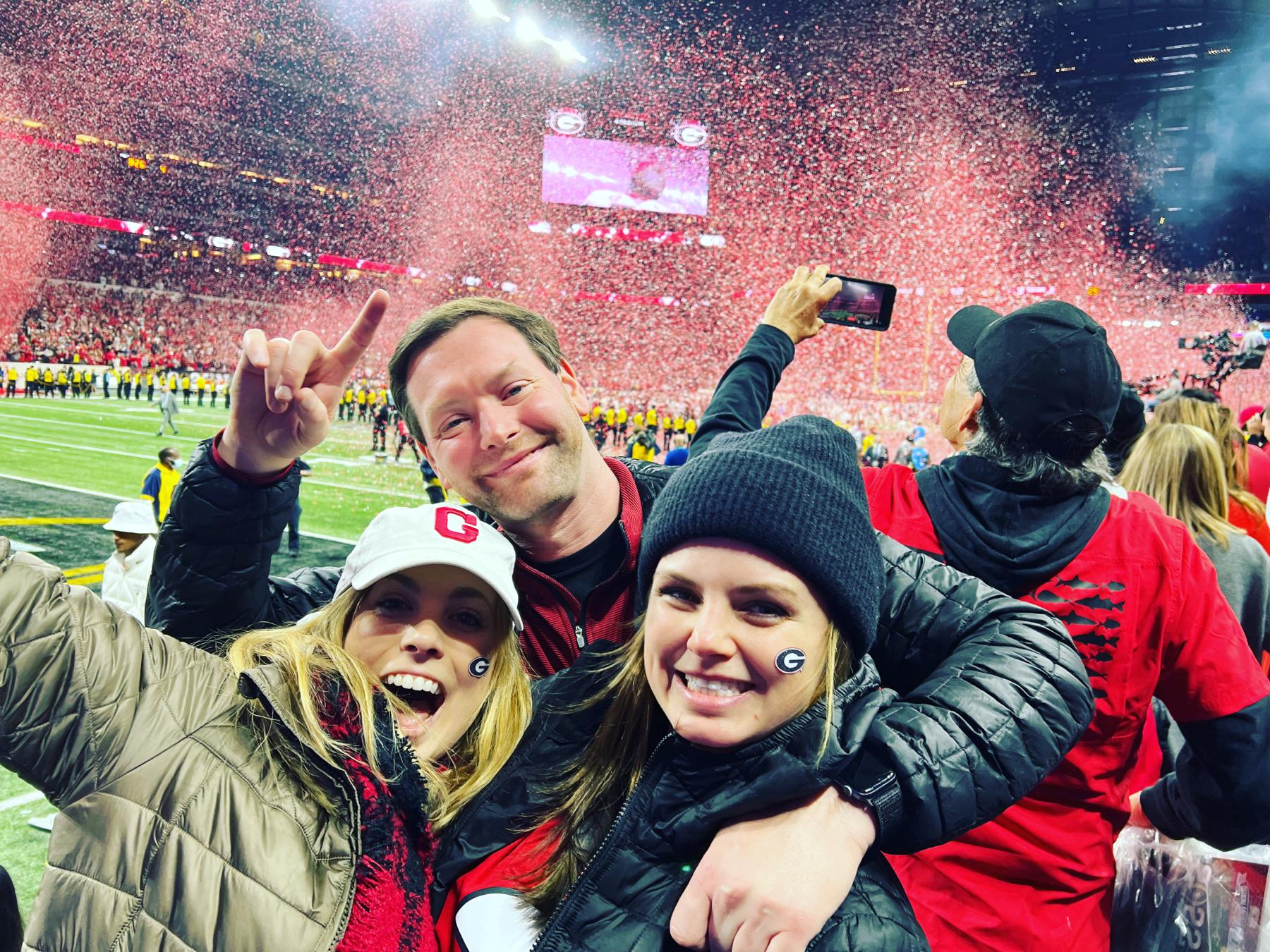 Watching our alma mater win the National Championship in Football. Go Dawgs!