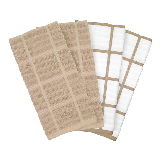 All-Clad Solid & Coordinate Kitchen Towels, 4-Pack, Cappuccino