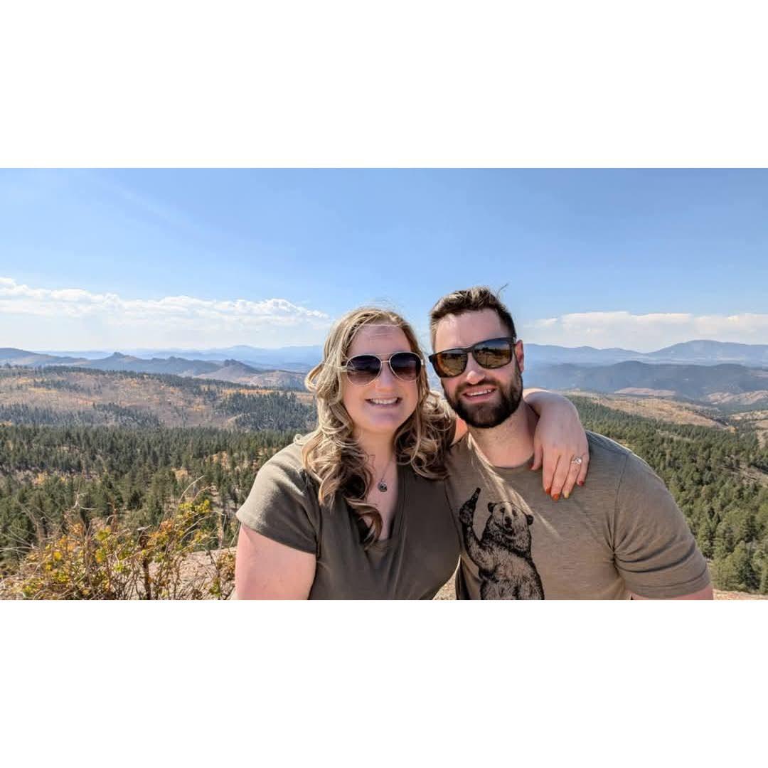 Our Colorado trip proposal pictures with a phone and tripod set up on the rock formation!