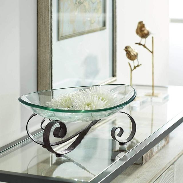 Iron Scroll Stand with Oval Glass Bowl - Kensington Hill