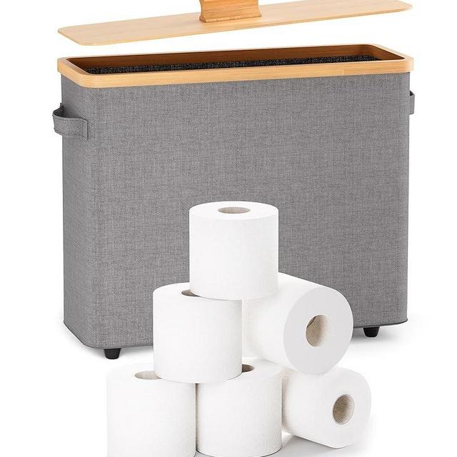 Bulado Toilet Paper Storage Stand, Toilet Paper Basket with Lid for 12-Roll Standard Extra Toilet Paper Holder, Bamboo Toilet Paper Organizer for Bathroom with Footbase The Ultimate Bathroom Organizer