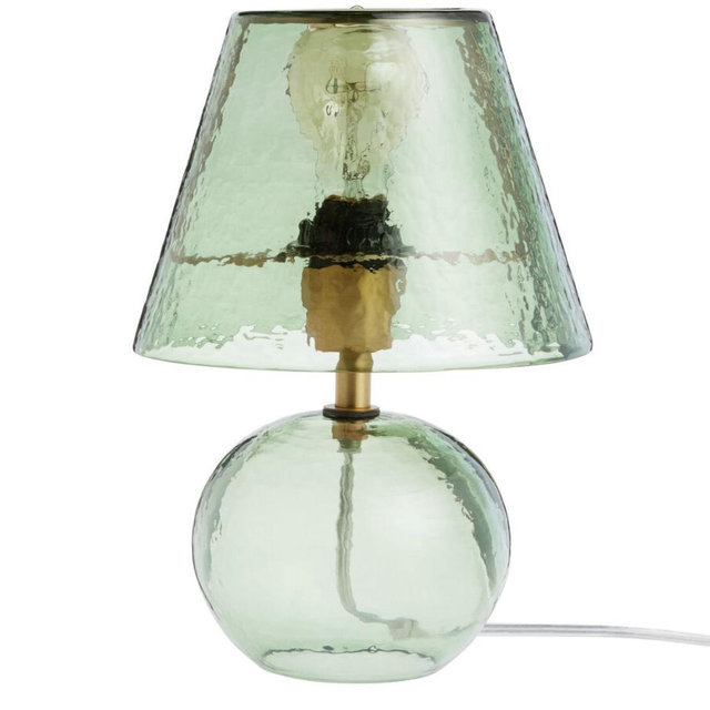 Becca Mini Glass and Brass Metal Textured Table Lamp - green World Market
